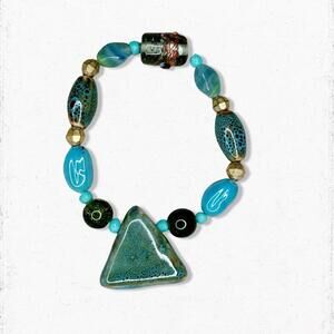 6144gc. Green Ceramic Stretch Bracelet